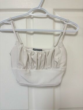 SHEIN Cream Ruched Crop Cami with Adjustable Straps